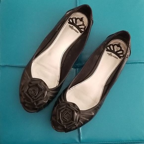 Fergalicious Shoes - Black Floral Flats